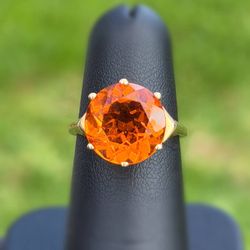 Jewelry 10k yellow gold 2.00CTW orange sapphire round cut Ring sz 5.75