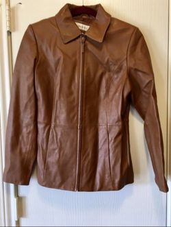 Caramel colored leather jacket