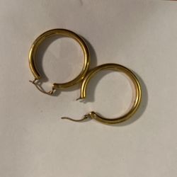 Pair of solid gold hoop, earrings