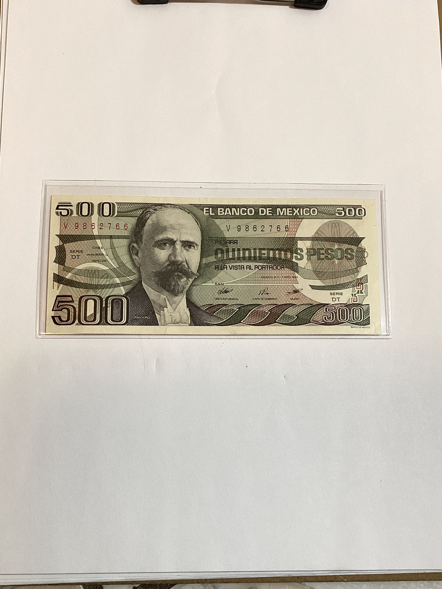 Mexico 500 Pesos Uncirculated Banknote - Old Bill - Billete Antiguo 500 Pesos No Circulado