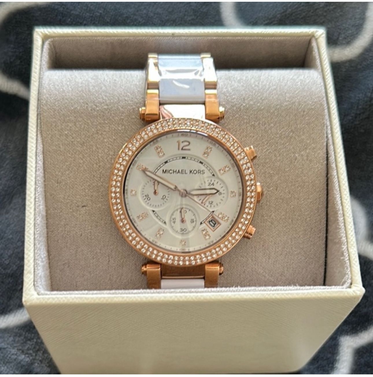 Michael Kors White & Rose Gold Watch 