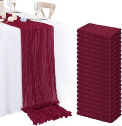 12 Pack Cheesecloth Table Runner 35 x 120 inch Long Boho Cheese Cloth Gauze Table Runners Semi Sheer Table Runner for Wedding Decor, Bridal Shower, Bi