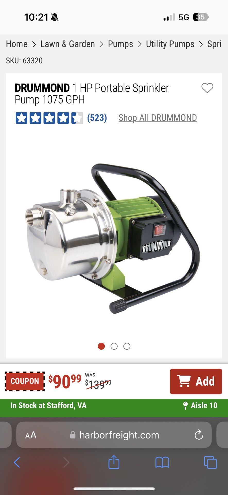 Drummond Water Booster Pump 