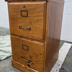 Vintage Mid Century 2-Drawer Oak Filing Cabinet