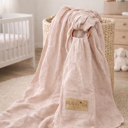 PuraVida Ring Sling Baby Carrier – Soft Blush Pink, Linen, Like New