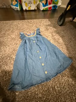 Girls Blue Button-Front Dress