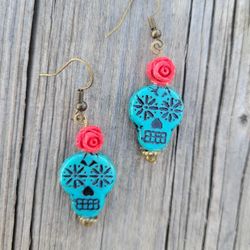 Sugar Skull Dia De Los Muertos Mexican Earrings 