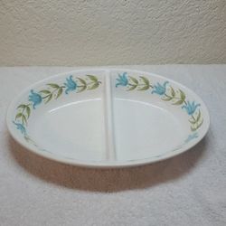 Vintage Franciscan Stoneware Tulip Time 1960's Divided Serving Bowl