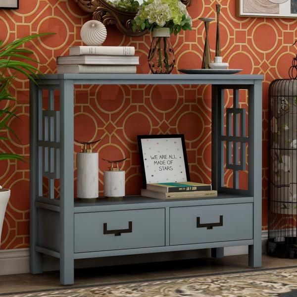 Navy with 2-Bottom Drawers Console Table