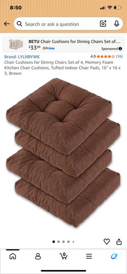 New in box brown 4 pk 16x16 chair cushions