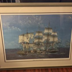 lithograph of the USS Constitution, also known as "Old Ironsides,"