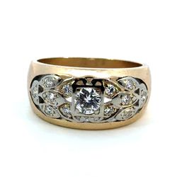 Men’s 14k Two Toned White Yellow Gold Diamond Band Ring Size 7 GP3125145