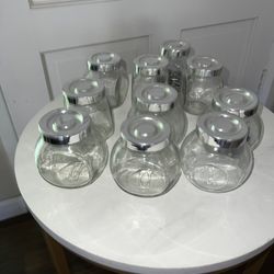 10 Small Clear Jars