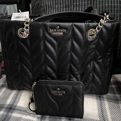 Kate Spade Quilted Shoulder Bag With Matching Small Wallet 