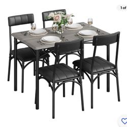 Black And Grey Daining Table Five Piece Set