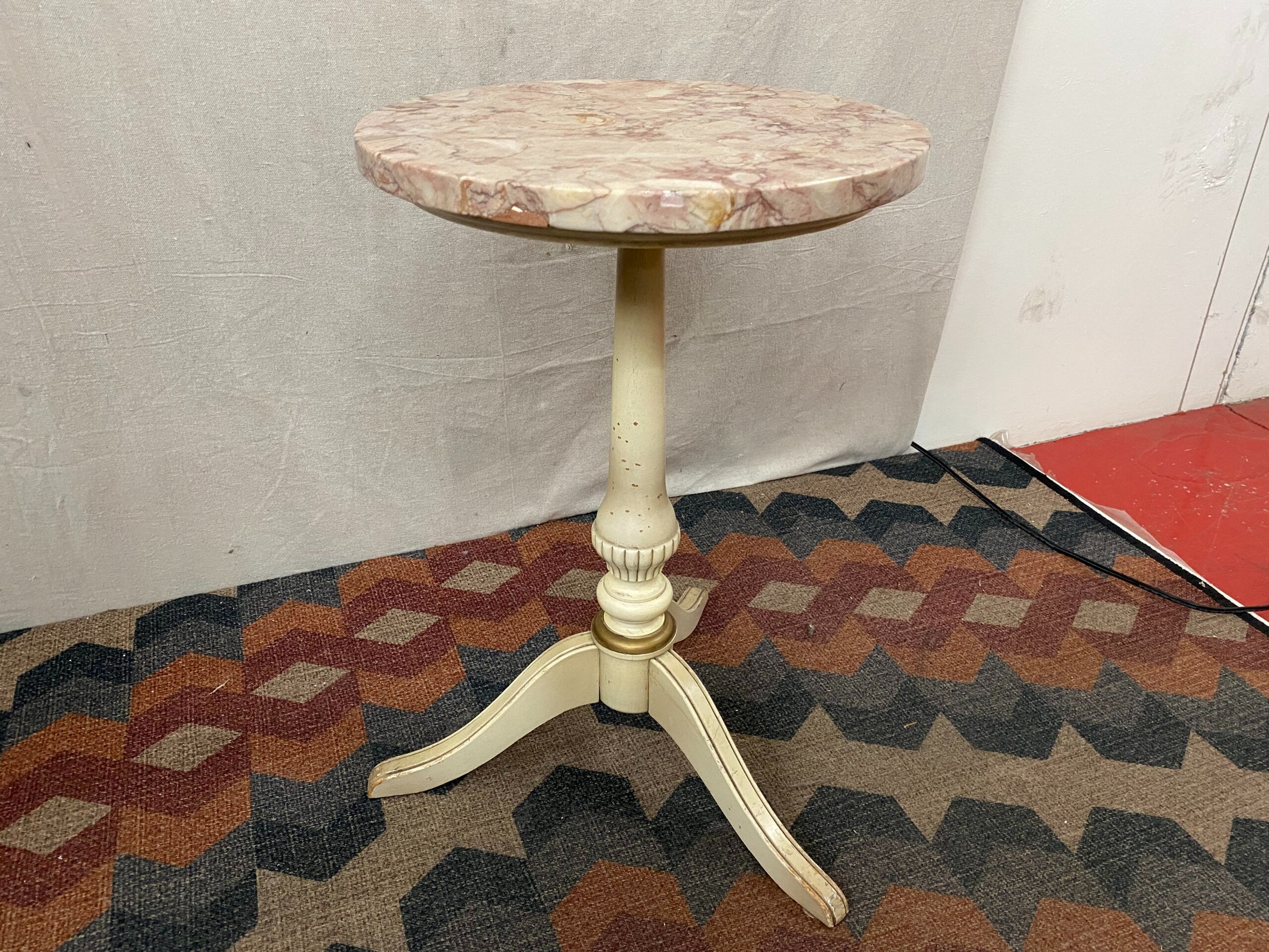 Vintage Petite Pink Marble Topped Side Table