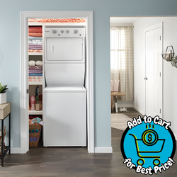 3.5 cu. ft. Stacked Washer and Electric Dryer with 9-Wash Cycles and Auto Dry in White