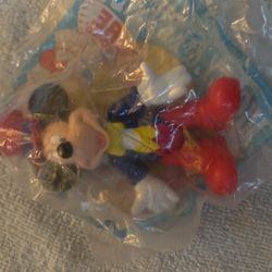 2 Vintage Disney Epcot Center Mickey Mouse Top Hat Figurine Toy Approx 4" Tall 
