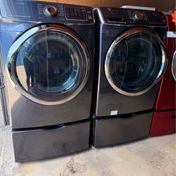 Samsung Front Load Washer & Dryer SET – Black Stainless + Pedestals INCLUDED!
