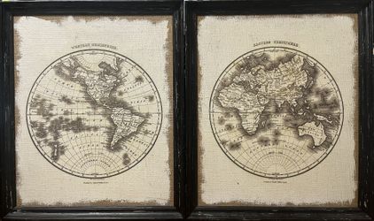 Wood Framed Old World Map (Rare Hues)