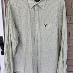 American Eagle Outfitters Men’s Size XL Green Plaid Button down Long Sleeve