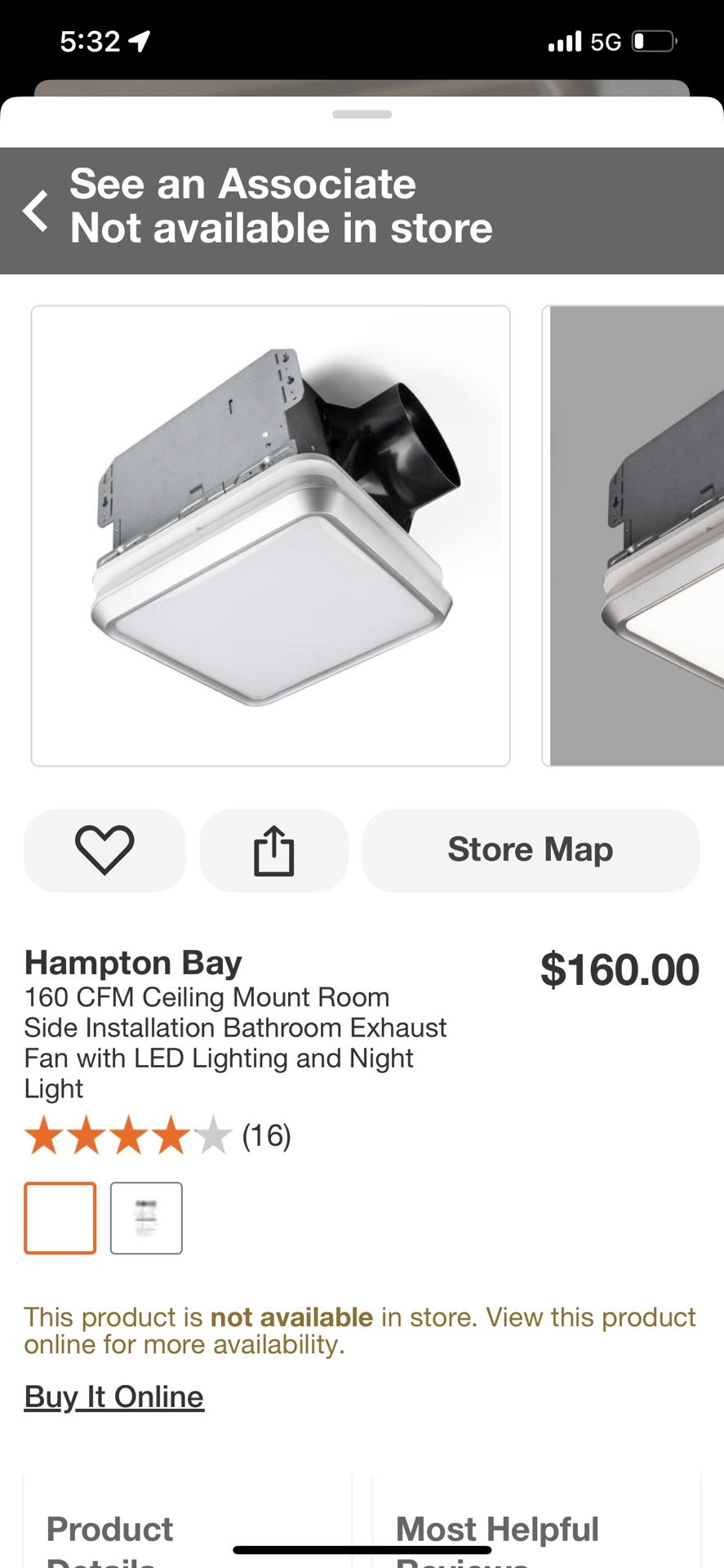 Hampton Bay 160 CFM Ceiling Mount Room Side Installation Bathroom Exhaust Fan with LED Lighting and Night Light (16)