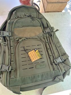 New W Tags Highland Tactical Backpack Heavy Duty - Foxtrot - Dark Green Laser Cut Molle