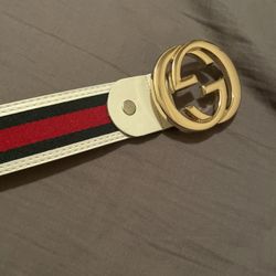 White Gucci Belt