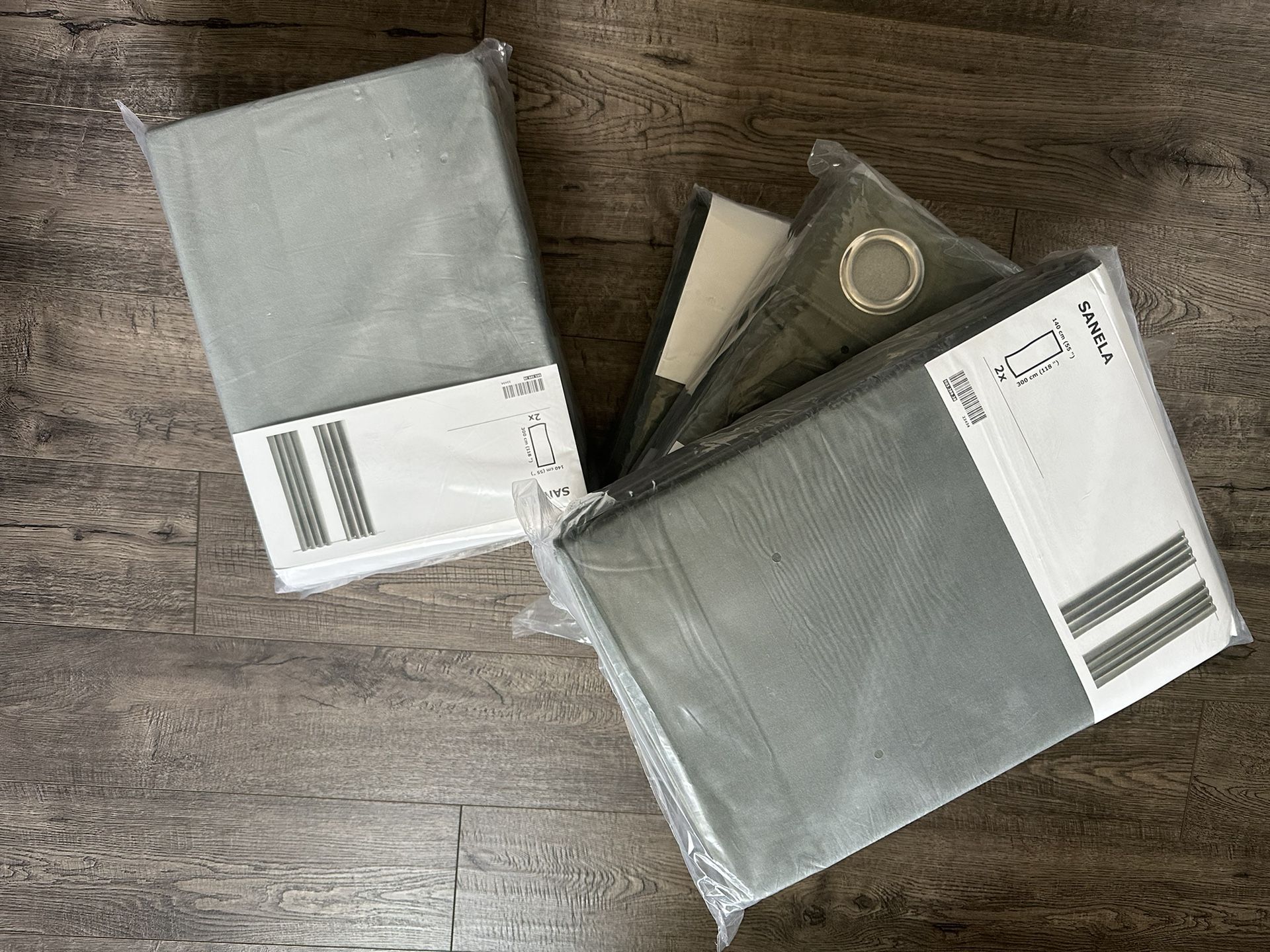4 Sets Brand New Velvet SANELA Curtains 118in Long Green/gray/