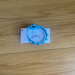 CHRISTIAN LOUBOUTIN Loubilink Studded Rubber Bracelet Blue Brand New With Tags