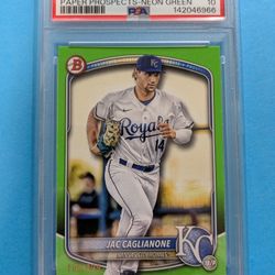 2025 Bowman🔥 Jac Caglianone 🔥Paper Prospects Neon Green Gem Mint 10
