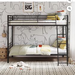 Twin over Twin Metal Bunk Bed, Black