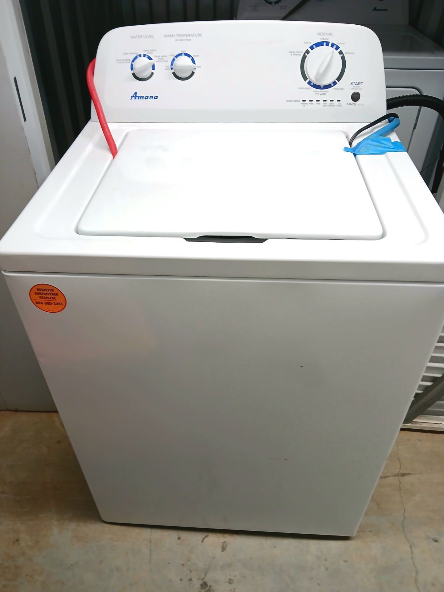 Brand new Amana (Whirlpool) washer dryer set never used, storage kept.