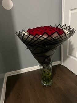 Large Red Rose Bunch with Black Wrapping