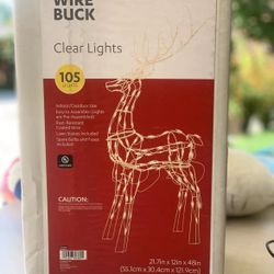 48in White Wire Buck Christmas Decoration 105 Clear Lights Yard Display