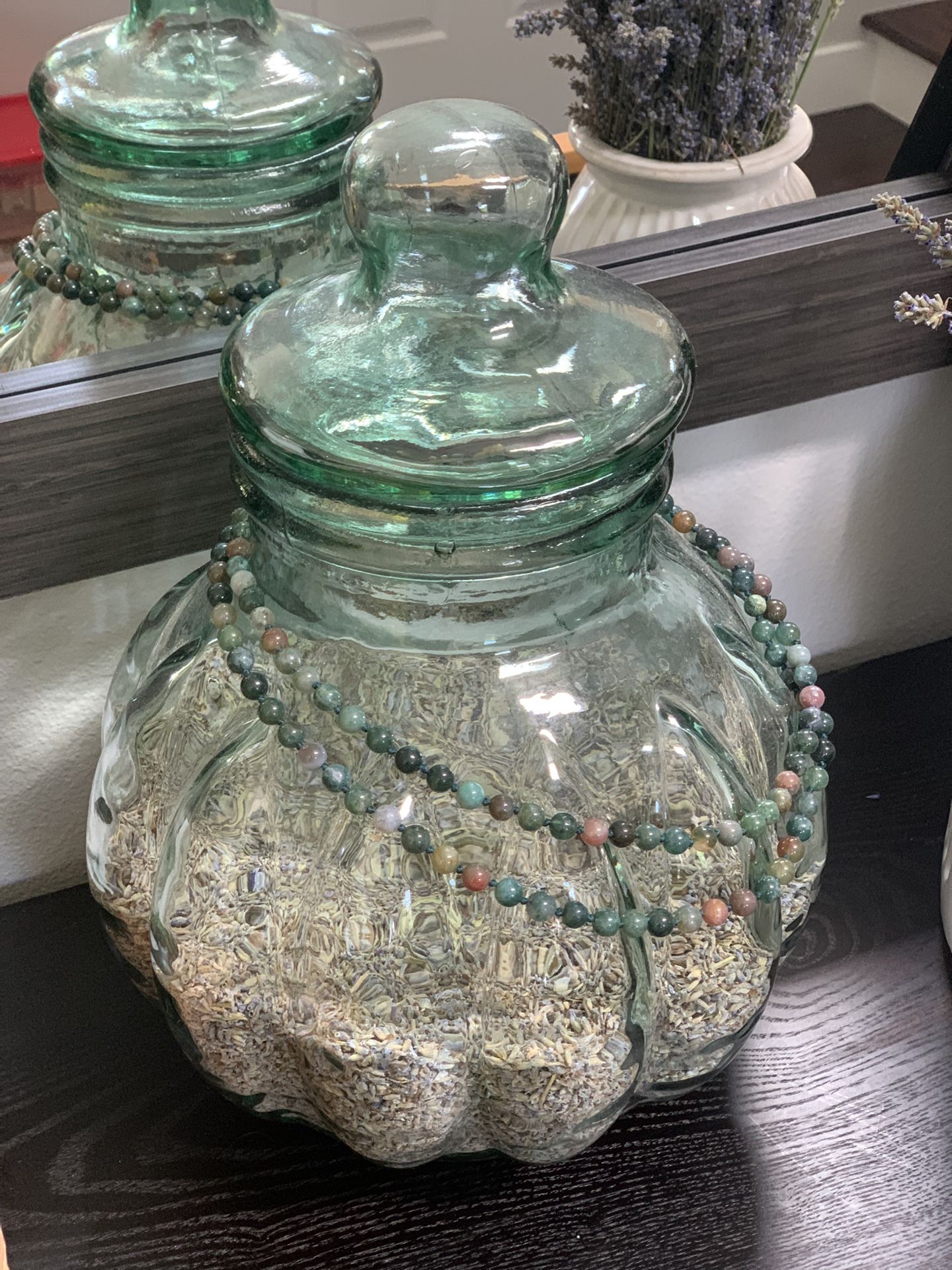 Glass Jar With Dried English Lavender