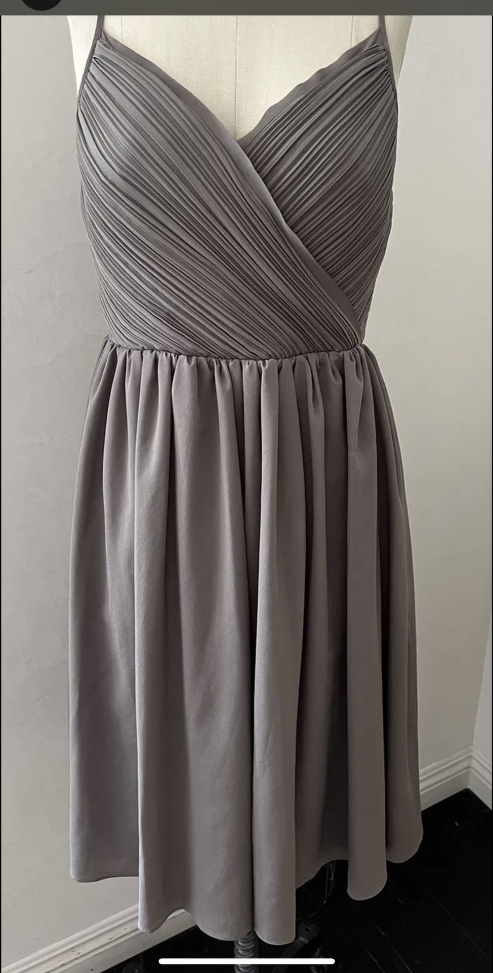 NWT Banana Republic Size 00PTaupe Pleated Cross Front Sleeveless Dress VNeck