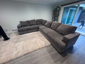Bonaterra Charcoal Grey Fabric 127" 2 Piece L-Shaped Sectional with Left Arm Facing Sofa | Track Arms
