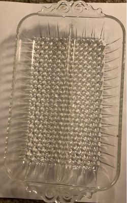Vintage Clear Glass Divided Relish Dish - Rectangular Hobnail 2-Compartment Serving Tray