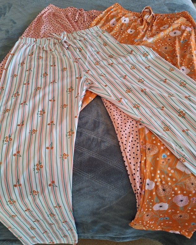 3 Pack Ladies Pajama PJ Bottoms-Lg