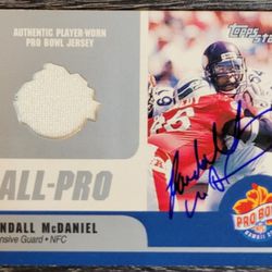 Signed Randall McDaniel Game Used Pro Bowl Relic Jersey Card Autograph Tampa Bay Buccaneers Vikings