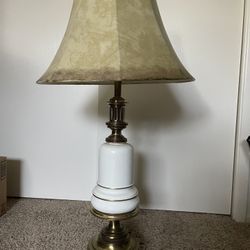 Vintage Brass And Porcelain Shade Lamp