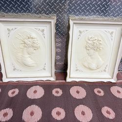 Vintage Pair Turner Wall Victorian East/West Wind Collection 3d Cameo Portraits