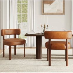 SET OF 6  Elegant Modern PU Leather Dining Chairs with Curved Back - brand new