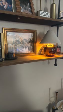 Rechargeable and portable Modern aesthetic Amber Glass Globe Table/shelf/kitchen counter Lamp