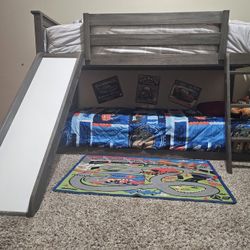 Twin Bunk Bed W/ Slide And Ladder