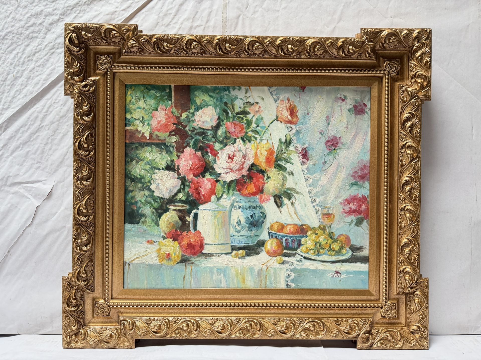 Hand Painted Oil Painting Wooden Frame 33.5 x 30”