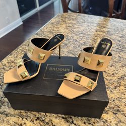 Balmain Leather Studded Mules 