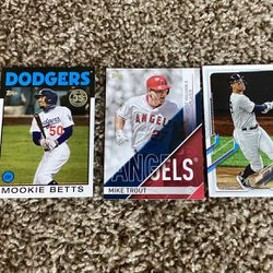 Mike Trout,Mookie Betts,and Aaron Judge Baseball Cards