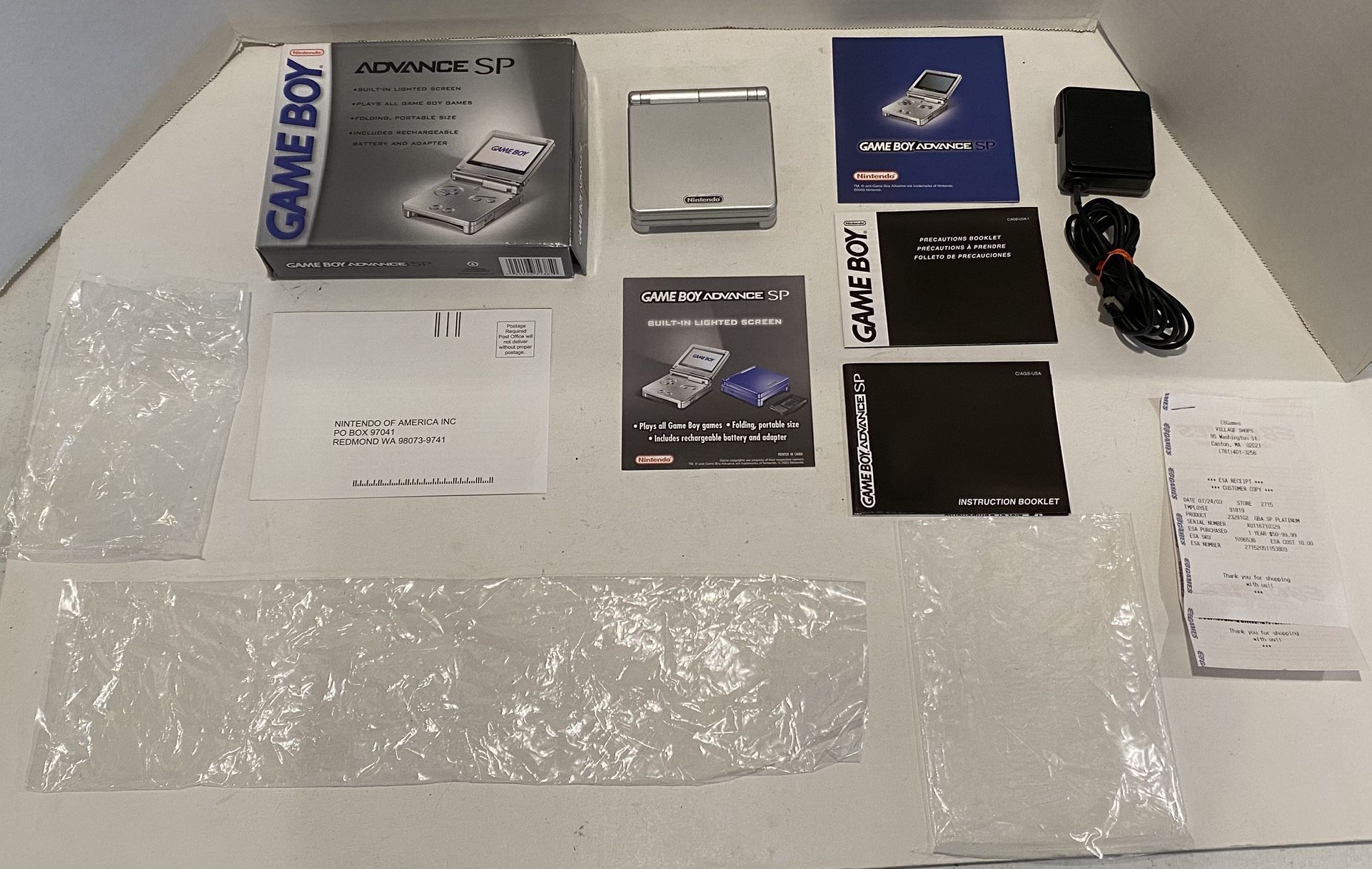Platinum Nintendo Game Boy Advance SP Model AGS-001